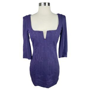 Lucy Paris Deep Purple Studded Bodycon Mini Dress - Size Medium
